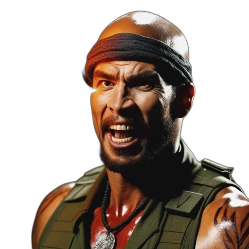 face, weapon, concept art, comic book art, photorealistic, 3d render, man, fiercely transparent PNG cut-out