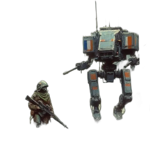 robot, weapon, creature, concept art, cyberpunk, pixel art, fantasy art, outer space transparent PNG cut-out