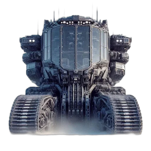 robot, car, weapon, concept art, 3d render, futuristic, tank-like, vehicle transparent PNG cut-out