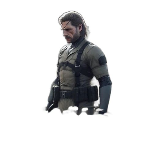 jacket, weapon, face, staff, concept art, 3d render, pixel art, cyberpunk transparent PNG cut-out