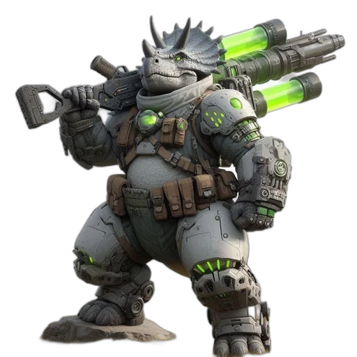 weapon, robot, staff, concept art, 3d render, fantasy art, green, armored transparent PNG cut-out
