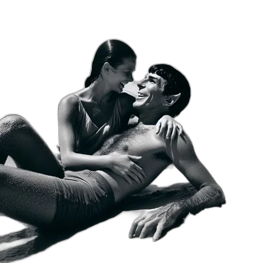 photorealistic, outer space, underwater, fire, couple, man, woman, enjoy transparent PNG cut-out