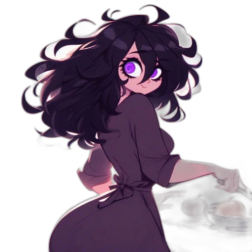 hair, dress, creature, staff, anime, concept art, pixel art, cartoon transparent PNG cut-out