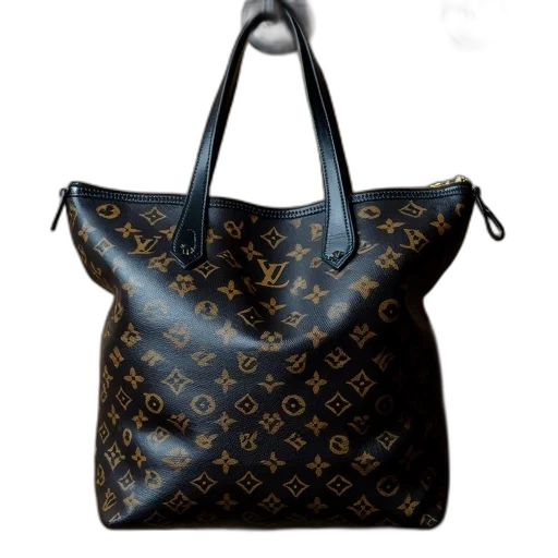 black, leather, louis, vuitton, handbag, brown, pattern, hanging transparent PNG cut-out