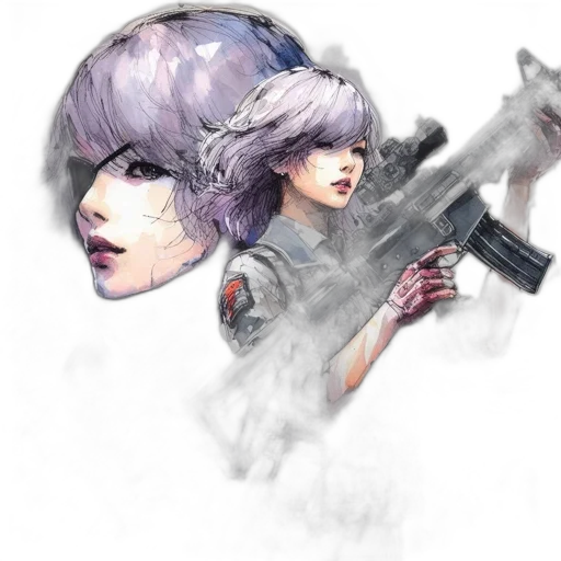 weapon, animal, creature, hair, fantasy art, concept art, watercolor, cyberpunk transparent PNG cut-out