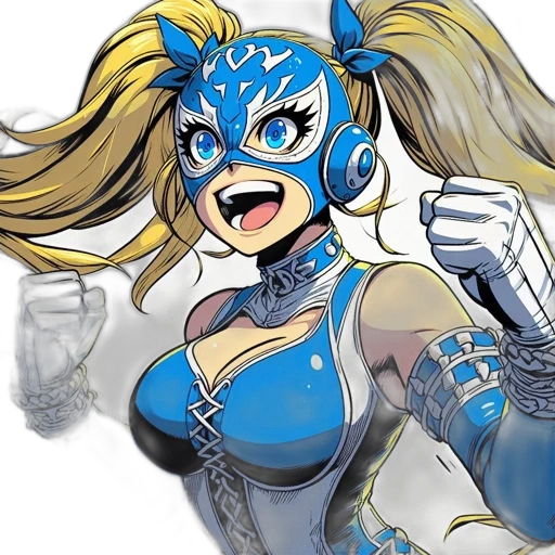 mask, robot, comic book art, concept art, cartoon, anime, blue, animated transparent PNG cut-out