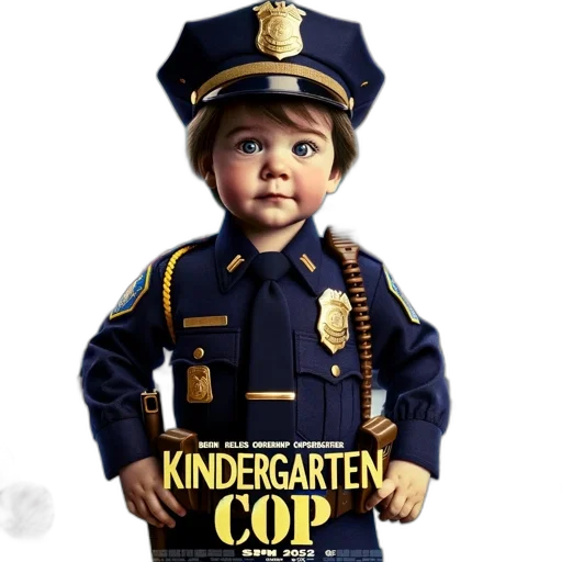 concept art, 3d render, poster, promoting, kindergarten, cop, young, child transparent PNG cut-out
