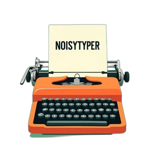 stylized, illustration, vintage, typewriter, sheet, paper, inserted, into transparent PNG cut-out