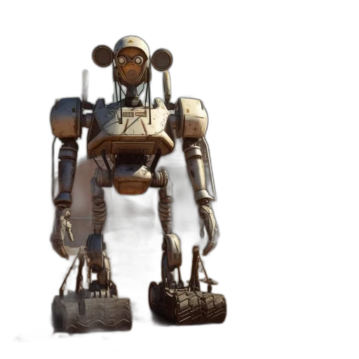 robot, staff, weapon, creature, 3d render, concept art, cyberpunk, barren transparent PNG cut-out