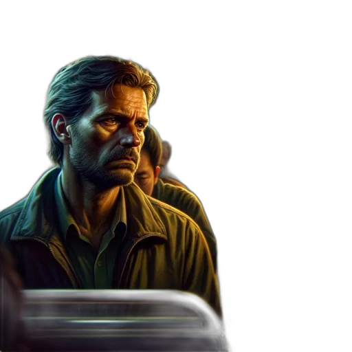 face, jacket, car, concept art, comic book art, photorealistic, cyberpunk, neon lights transparent PNG cut-out