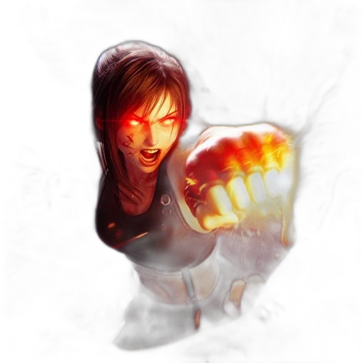 weapon, face, concept art, comic book art, fantasy art, pixel art, fire, red transparent PNG cut-out