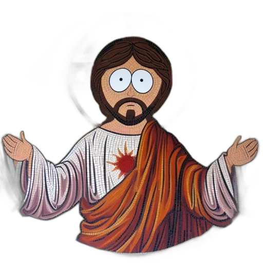 cartoon, pixel art, concept art, 3d render, art, piece, combines, christ-like transparent PNG cut-out