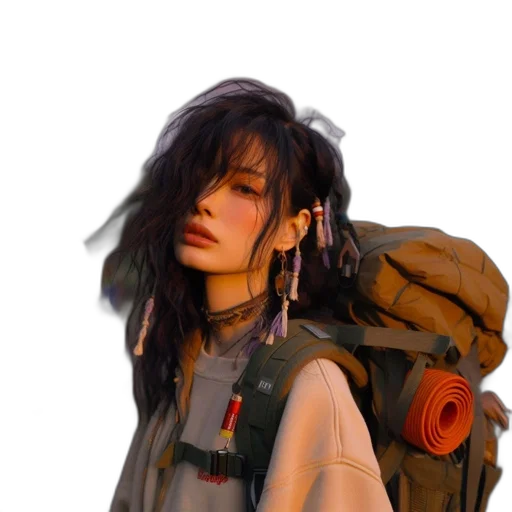 jacket, face, weapon, hair, cyberpunk, concept art, photorealistic, 3d render transparent PNG cut-out