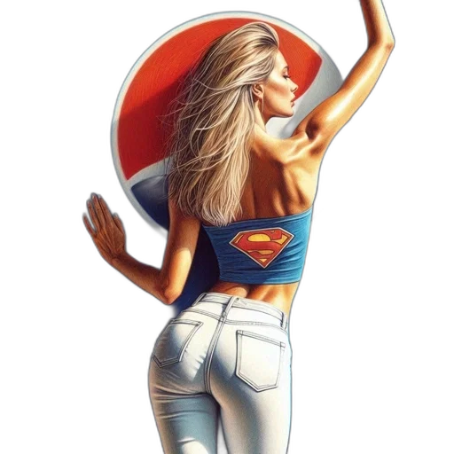 dress, face, comic book art, cartoon, concept art, watercolor, woman, superman transparent PNG cut-out