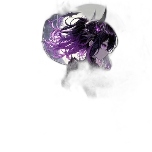 dragon, mask, hair, creature, concept art, fantasy art, anime, watercolor transparent PNG cut-out