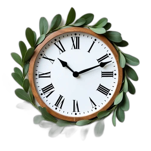 jewelry, 3d render, photorealistic, wooden-framed, clock, white, face, black transparent PNG cut-out