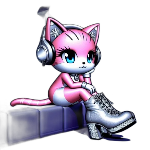 robot, shoes, concept art, vaporwave, cartoon, cyberpunk, pink, animated transparent PNG cut-out