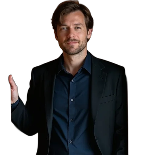 jacket, staff, umbrella, weapon, concept art, man, brown, hair transparent PNG cut-out