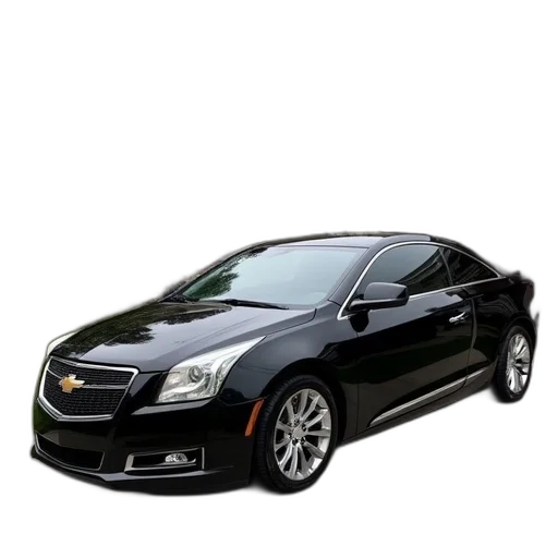 car, photorealistic, 3d render, black, chevrolet, parked, front, house transparent PNG cut-out
