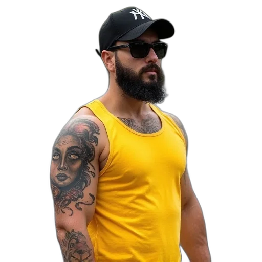hat, face, photorealistic, 3d render, cartoon, oil painting, man, beard transparent PNG cut-out