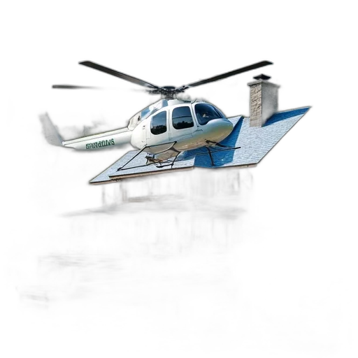 3d render, photorealistic, concept art, white, helicopter, green, logo, side transparent PNG cut-out