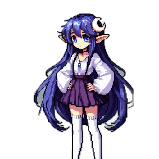 staff, dress, creature, robot, pixel art, anime, concept art, watercolor transparent PNG cut-out