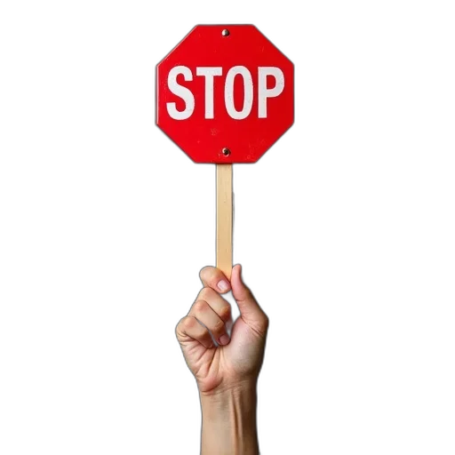 staff, weapon, hand, holding, red, stop, sign, word transparent PNG cut-out