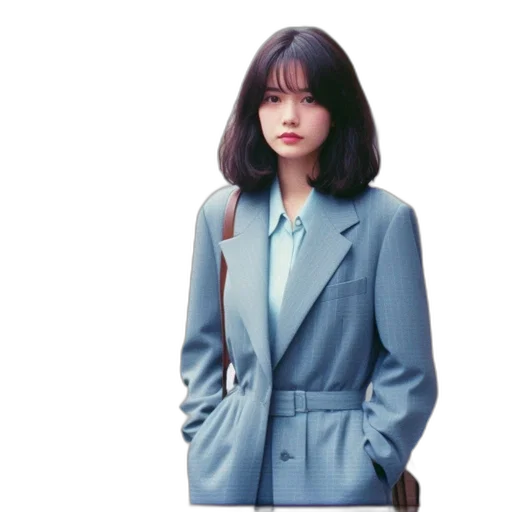 jacket, dress, staff, face, photorealistic, oil painting, vaporwave, 3d render transparent PNG cut-out