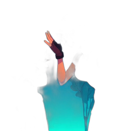 dress, jacket, robot, staff, vaporwave, concept art, 3d render, pixel art transparent PNG cut-out