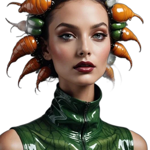 jewelry, crown, hair, face, fantasy art, cyberpunk, photorealistic, concept art transparent PNG cut-out