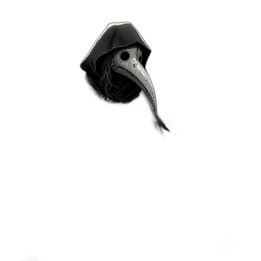 mask, hat, face, weapon, concept art, fantasy art, 3d render, photorealistic transparent PNG cut-out