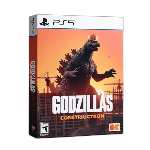 concept art, playstation, gamebox, cover, godzillas, construction, featuring, godzilla transparent PNG cut-out