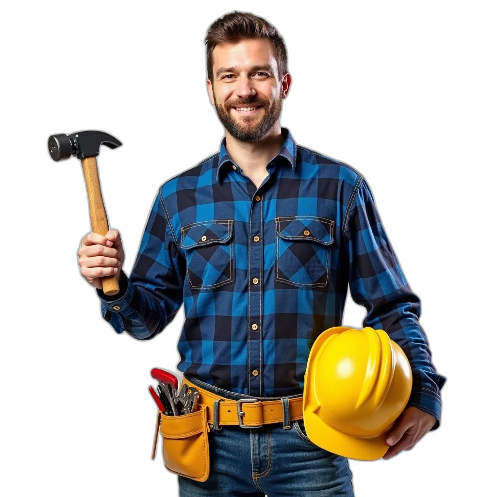 staff, weapon, furniture, man, holding, yellow, hard, hat transparent PNG cut-out