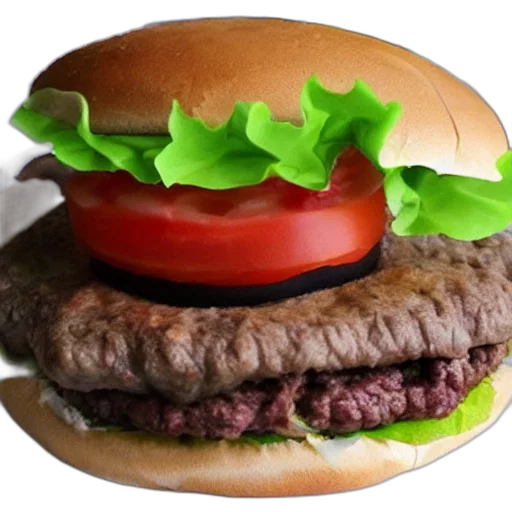 food, animal, hat, crown, photorealistic, 3d render, concept art, hamburger transparent PNG cut-out