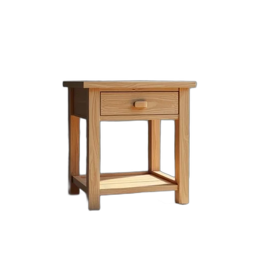furniture, 3d render, small, wooden, table, drawer, shelf, sits transparent PNG cut-out