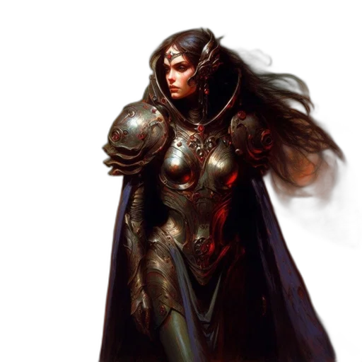 sword, concept art, fantasy art, comic book art, 3d render, dark, red, woman transparent PNG cut-out