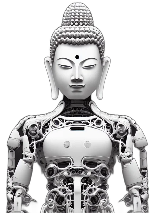 robot, 3d render, concept art, cyberpunk transparent PNG cut-out