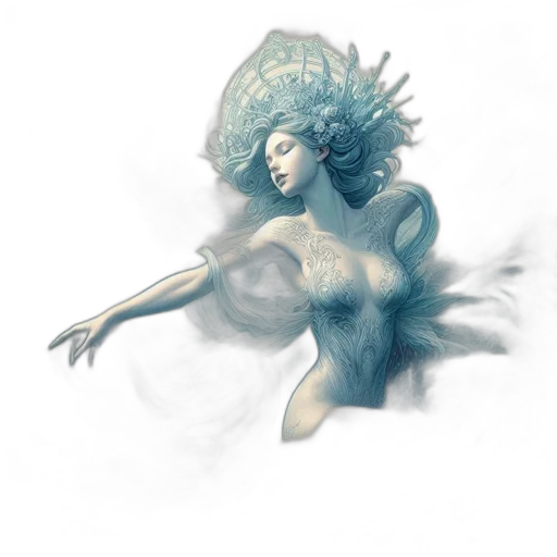 crown, dress, creature, mask, fantasy art, concept art, watercolor, photorealistic transparent PNG cut-out