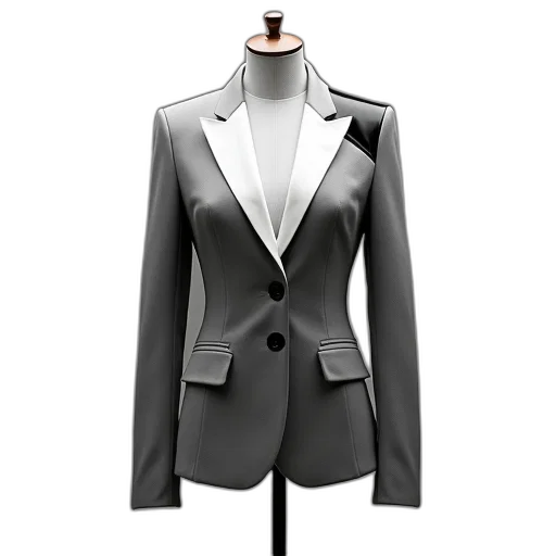 jacket, staff, dress, 3d render, monochrome, mannequin, wearing, modern transparent PNG cut-out