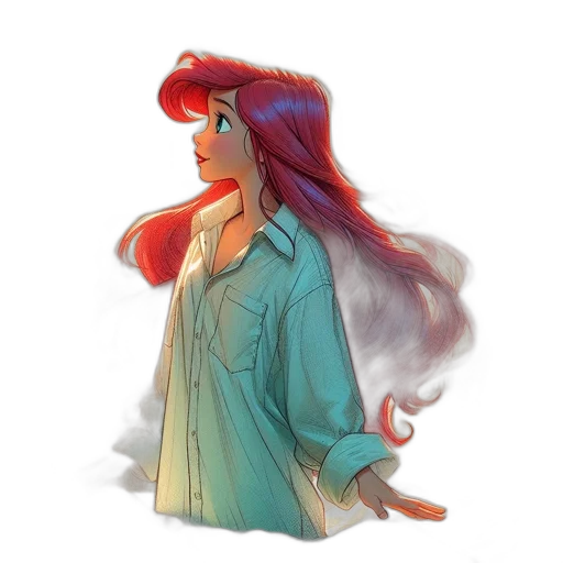 dress, jacket, hair, watercolor, concept art, fantasy art, comic book art, fog transparent PNG cut-out