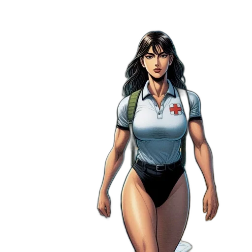 comic book art, concept art, cartoon, fantasy art, lifeguard, stands, front, tropical transparent PNG cut-out