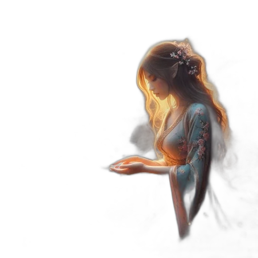 dress, face, dragon, jewelry, concept art, fantasy art, watercolor, photorealistic transparent PNG cut-out