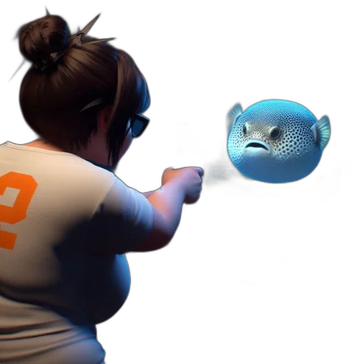 weapon, staff, creature, animal, 3d render, concept art, underwater, fire transparent PNG cut-out