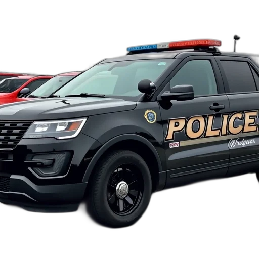 car, weapon, black, police, suv, sign, side, parked transparent PNG cut-out