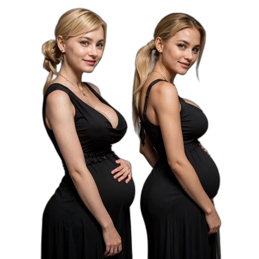 dress, photorealistic, concept art, two, pregnant, women, both, long transparent PNG cut-out