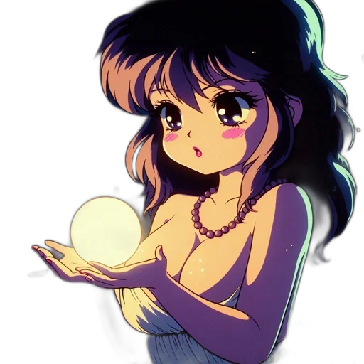 dress, jewelry, anime, cartoon, vaporwave, concept art, neon lights, pastel transparent PNG cut-out