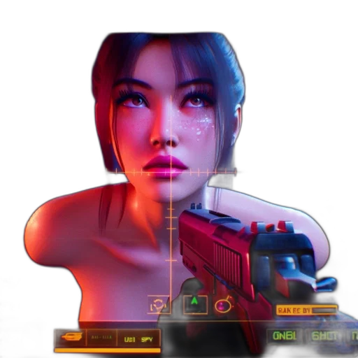 robot, face, weapon, mask, photorealistic, cyberpunk, 3d render, concept art transparent PNG cut-out