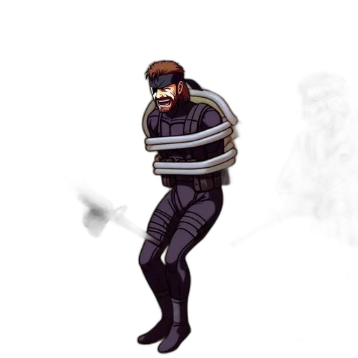 jacket, staff, robot, weapon, concept art, pixel art, 3d render, comic book art transparent PNG cut-out