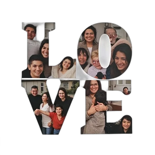 staff, collection, photographs, arranged, collage, word, love, center transparent PNG cut-out