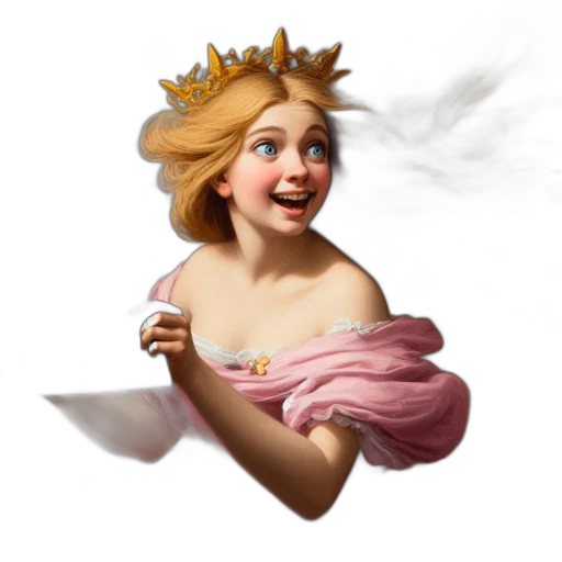 crown, dress, face, photorealistic, fantasy art, concept art, 3d render, young transparent PNG cut-out